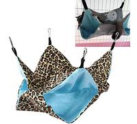 KIMISS Hamac pour Petits Animaux - Double Couche et Lit Suspendu, Sac de Couchage Confortable pour Hamsters, Furets, Cochons d'Inde (imprimé léopard Sexy)