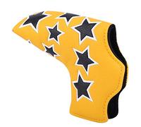 KIMISS Housse de Putter en Cuir PU en Forme de L avec Broderie étoile - Couvre-Chef Semi-Circulaire Imperméable en Peluche pour la Protection - Compatible avec Les Putters Standard, Disponible en