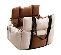 KIMISS Housse de Siège de Voiture pour Chien, Imperméable et Portable, Lit de Voyage pour SUV et Camionnettes, Siège de sécurité pour Chiens, Facile à Nettoyer (Beige+Café)