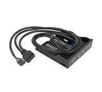 KIMISS Hub de Panneau Avant USB 3.0 pour Boîtiers d'ordinateur de 3,5 Pouces, Adaptateur de Lecteur de Disquette avec Interface Sonore HD 19 Broches (Black)