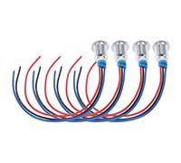 KIMISS Indicateur LED Bicolore 4 Ensembles de LED Rondes Précâblées Indicateur 2 Couleurs étanche en Métal Cathode Commune 10 Mm 1224 V Mini Ronde Réécrit (Rouge Bleu)