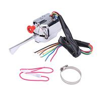 KIMISS Interrupteur de Clignotant Universel 12V, Indicateur de Remplacement, Support de Colonne de Direction avec Chrome pour Hot Rods, Voitures Classiques et Camions