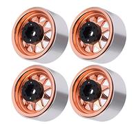 KIMISS Jantes de Roue en Métal de 1.9 Pouces, 4 Pièces, Moyeu à 10 Trous Triangulaires pour Voiture d'escalade Axiale SCX10 1/10 RC, Haute Performance (Gold)