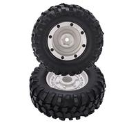 KIMISS Jeu de 2 Jantes en Métal de 1,9 Pouces et Pneus en Caoutchouc de 96 Mm pour Voiture CC01, D90, SCX10 1/10 RC - Adhérence et stabilité Améliorées (Silver)
