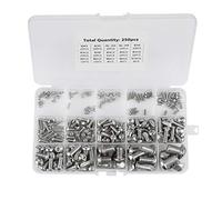 KIMISS Jeu de 250 Vis à Métaux de qualité Professionnelle - M2, M2.5, M3, M4, M5, M6, M8, M10 pour Projets électroniques et de Bricolage - Assortiment de Boulons à Douille