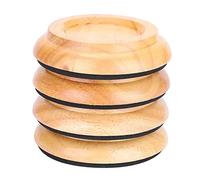 KIMISS Jeu de Coussinets de Pied de Piano Ronds en Bois de Hêtre, 4 Pièces, pour Tasses à Roulettes de Piano Droit, Accessoires Anti-s Noirs (Bois naturel)