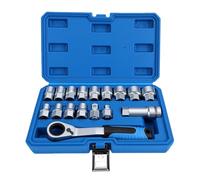 KIMISS Jeu de Douches Traversantes Acier Chrome Vanadium liquet Traversant 17 Pièces 10 à 24 Mm, Entraînement 3/8 Pouce et 1/2 Pouce pour Réparation Automobile, Mécaniciens et