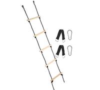 KIMISS Jouet de Loisirs Balançoire - Échelle de Corde d'escalade en Bois à 5 Marches pour Le Fitness et Le Jeu en Intérieur et en Extérieur - Équipement d'activité Sûr et Amusant