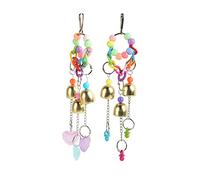 KIMISS Jouet Interactif de Cloche d'oiseau d'amour Drôle de Résistance aux Morsures, Coeur 'Amour et Sucette Suspendue, Jouet de Cloche de Perroquet pour Perruches Tourtereaux Conures