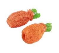 KIMISS Jouets d'herbe à Mâcher Naturels pour Lapins, 2 Pièces Jouet à Mâcher de Carotte de Lapin, Jouets de Luffa de Nettoyage des Dents avec Lanière pour Cochons d'Inde, Hamsters - Fournitures