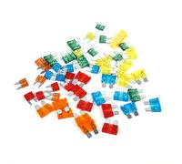 KIMISS Kit d'assortiment de Fusibles à Lame de Voiture - 50 Fusibles Mini et Standard pour Automobile, Camping-car, Camion, Marine - Code Couleur, Construction en Alliage de Zinc Durable