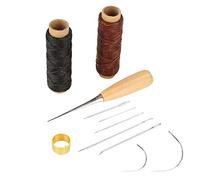 KIMISS Kit de Couture avec Cordon ciré, Fil, Aiguilles de Main, AWL, Bague Détrempe pour Réparation de Chaussures et de Sacs de Bricolage - 11 Pcs Coudre pour Artisanat en Cuir
