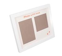 KIMISS Kit de Création d'Empreintes d'Empreintes ' pour bébé - Photo de E avec Encre Noire pour les Nouveau-nés - Kit de Mémoire pour bébé Idéal pour les Parents (Cadre photo blanc)