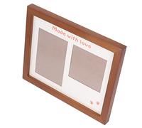 KIMISS Kit de Création d'Empreintes d'Empreintes ' pour bébé - Photo de E avec Encre Noire pour les Nouveau-nés - Kit de Mémoire pour bébé Idéal pour les Parents (Cadre photo marron)