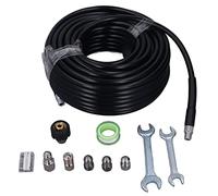 KIMISS Kit de Jet d'égout pour Nettoyeur Haute Pression, Tuyau de Nettoyage de Canalisation de 30,5 M, 5800 Psi avec Connecteurs M22 à 1/4" NPT, 6 Connecteurs et Clés pour Un Nettoyage Optimal.