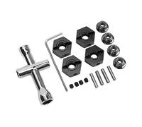 KIMISS Kit de Moyeu Hexagonal de Roue Haute Résistance de 14 Mm en Alliage d'aluminium Adaptateur Hexagonal de Roue de Mise à Niveau Universel pour Voiture Senton 1/10 RC Moyeu de en Métal à (Black)