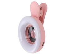 KIMISS Lentille Macro avec Clamp/Holder de Lumière pour l'objectif de Photographie 15x avec Température de Couleur Réglable pour l'enregistrement Vidéo de Téléphone Intelligent (Pink)