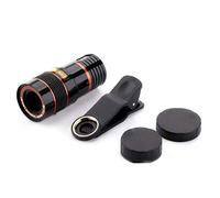 KIMISS Lentille Optique de Zoom de Téléphone Portable, Kit D'Objectif de Caméra de Téléphone Abs LL Télescope Monoculaire Universel 8X Objectif de Zoom Mobile pour la Plupart des (Noir)