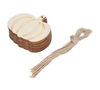 KIMISS Lot de 50 Découpes de Citrouille en Bois inachevé pour Décoration d'automne DIY - Ornements de Citrouille Magnifiquement Sculptés avec Corde de Chanvre pour l'artisanat