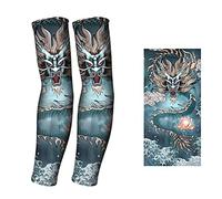 KIMISS Manchons de Bras de Protection Solaire pour la Course à Pied en Plein Air - Manches de Tatouage Temporaires pour Hommes et Femmes (Feilong dans le ciel)