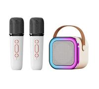 KIMISS Mini karaoké avec Téléphone sans Fil, Effets de Lumière et connectivité Bluetooth - Haut-Parleur karaoké Portable pour Les Fêtes à la Maison et Les Activités de Plein Air (Blanc avec