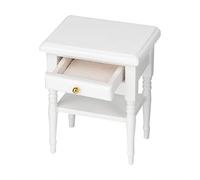 KIMISS Mini Meuble Jouet Blanc 1:12, Table de Chevet Modèle B07vpp9v6c, Petits Articles d'ameublement de Chambre à Coucher en Bois