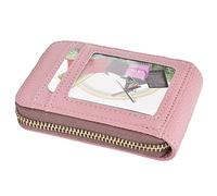 KIMISS Mini Portefeuille d'identité Antimagnétique à la Mode Portable Portefeuille avec Fermeture éclair - Organisateur de Cartes Légères pour la Banque, Les Affaires et Les Cartes d'identité (Pink)