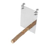 KIMISS Miroir de Perchoir à Oiseaux en Bois Naturel avec Accessoire de Cage à Oiseaux en Bois - Miroir pour Perroquets en Acier Inoxydable - Fournitures pour Animaux de Compagnie//Jouets