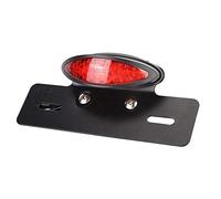 KIMISS Moto Feu De Frein, Moto Ovale Rétro LED Arrière Frein Arrière Feu Feu De Plaque D'immatriculation Lampe [ABS + Métal](Couverture rouge)