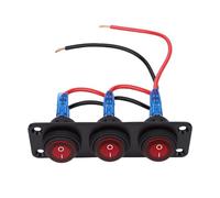 KIMISS Panneau d'Interrupteur à Bascule étanche 12 V-24 V - Interrupteur à Bascule 3 Gangs avec LED Rouge pour Bateaux, Camions, UTV et Plus - Construction en Aluminium Durable