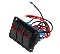 KIMISS Panneau d'interrupteur à Bascule étanche à 3 Gangs pour Voitures et Bateaux, DC12V 24V, Lumière LED Rouge Durable pour Applications Marines