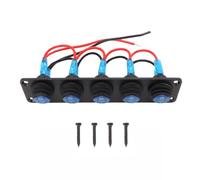 KIMISS Panneau D'interrupteurs Rond 5 Circuits, Commande ON OFF LED étanche pré Câblée 12V 24V for Applications Marines (BLUE)