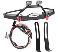 KIMISS Pare-Chocs Avant en Métal Durable avec Lumière LED pour Voiture SCX10 II 90046 RC, compatibilité avec Support de Treuil, Excellente Mise à Niveau pour Chenille 1/10