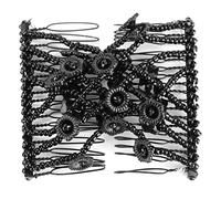 KIMISS Peignes à Cheveux pour Femmes - Pince à Perles de Fleurs Extensibles à Double Glissière pour les Types de Cheveux - Coiffures élégantes Instantanées (BLACK)