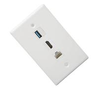 KIMISS Plaque Murale d'interface Multimédia HD à 3 Ports pour, CAT6 et USB 3.0 | Solution de Gestion des Câbles pour la Maison et le Bureau | Installation Facile par Clipsage