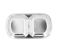KIMISS Plat d'assaisonnement Assiette à Collation Divisée en Acier Inoxydable pour Fondue, Sauces à Tremper et Condiments - Idéal pour les Cantines, le Camping et les Repas de Famille (2