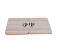 KIMISS Plateau de Table Marin Pliant et Plateau de Camping-Car - Bois Massif 29,53 X 15,35 Pouces avec 2 Porte-gobelets en Acier Inoxydable pour Yacht, Bateau et Remorque