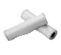 KIMISS Poignées de Vélo Marron Poignées de Vélo en Cuir Marron PU éponge 1 Paire Cousue à la Main PU Vélo Guidon de Vélo Poignées de Guidon avec Prise (Marron) (Blanc)