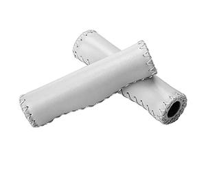 KIMISS Poignées de Vélo Marron Poignées de Vélo en Cuir Marron PU éponge 1 Paire Cousue à la Main PU Vélo Guidon de Vélo Poignées de Guidon avec Prise (Marron) (Blanc)