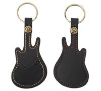 KIMISS Porte-clés Porte-Médiators et Pochette en Cuir, Accessoires Portables pour Musiciens, Comprend 5 Médiators (Black)