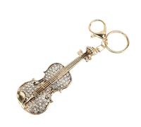 KIMISS Porte-clés pour Violon avec Pendentif en Pierre R - Porte-clés élégant pour Instrument de Musique pour les Amateurs de Musique - Cadeau d'anniversaire Unique pour Lui ou Elle (WHITE)