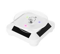 KIMISS Présentoir à Bijoux Solaire Rotatif avec Lumière LED pour Présenter des Montres et des Bijoux - Plateau Tournant à 360° (WHITE)