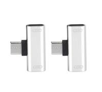 KIMISS Répartiteur USB C, 2 Pièces Convertisseur Typec Double 2 en 1 vers Pièces de Type Casque Adaptateur Typec dans Les écouteurs O Adaptateurs de Ports Argentés Noir (Silver)