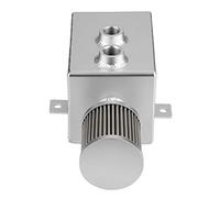 KIMISS Réservoir de Réservoir de Récupération d'huile à Déflecteur avec Filtre de Reniflard Argent | Bidon de Récupération d'huile Universel en Aluminium 2L modifié pour Voiture | Séparateur
