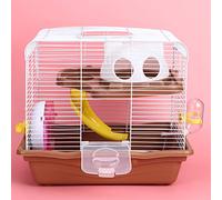 KIMISS Roue Silencieuse pour Hamster et Cage à Double Couche - Configuration d'exercice Silencieuse de Luxe pour Hamsters, Comprend Une Bouteille d'eau sous Vide et des Accessoires