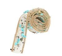 KIMISS Rouleau de Ruban de 1 M, 2 Cm de Largeur, Cristaux de Strass Perlés, Embellissements à Repasser sur Patch, Vêtements, Sac, Chaussures, Décoration de Fête de Mariage (Vert + perles de riz +