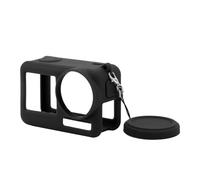 KIMISS Silicone Full Protection Cover Base avec Sangle pour OSMO Action 4 3 Caméra d'action, Caméra Antidérapante Silicone Protective Sleeve (Black)