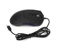 KIMISS Souris de Jeu Filaire avec Rétro-éclairage Bleu, Conception Ergonomique, DPI 800-2400, Touches Multimédias, Jeu de Souris Câblé de Type C, étude - Compatible avec et
