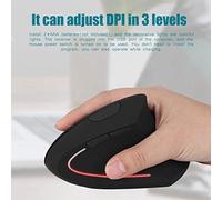 KIMISS Souris Optique Verticale Ergonomique pour Gaucher, Connexion USB Fil 2,4 GHz, Adaptée pour PC, Ordinateur, Ordinateur Portable