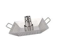 KIMISS Support de Rôtissoire de Poulet en Canette de Bière en Acier Inoxydable 304, avec 2 Poignées pour Gril et Fumeur, Support de Poulet Vertical